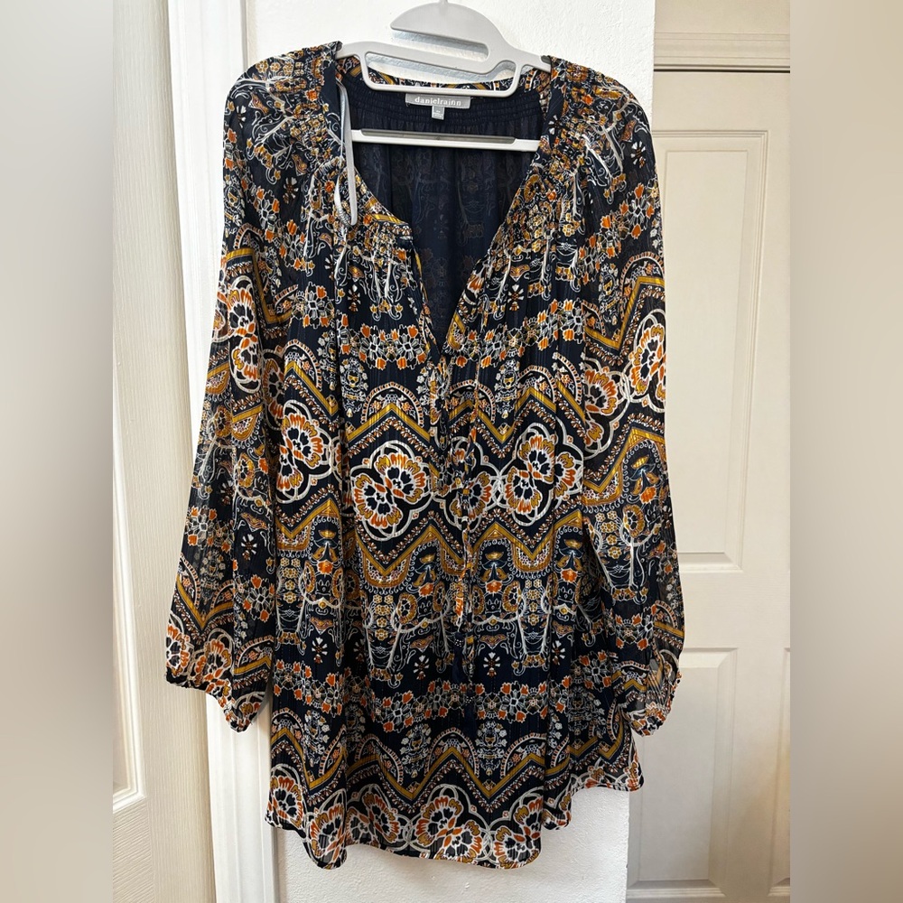 Daniel Rainn Black And Orange Patterned Tunic - image 1